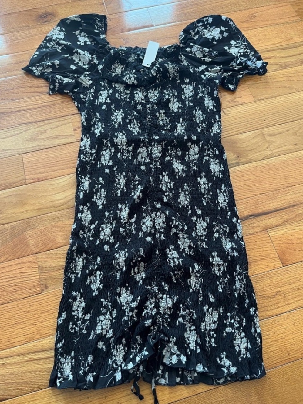 Zenobia Black Floral Smocked Dress